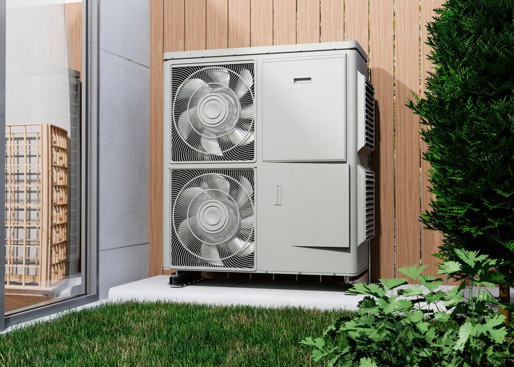 Heat pump unit outside home