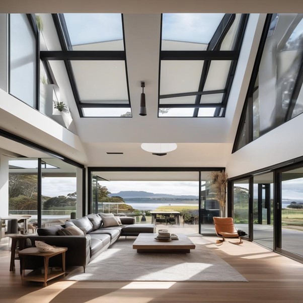 Stylish Auckland home featuring discreet ducted heat pump vents for efficient climate control.